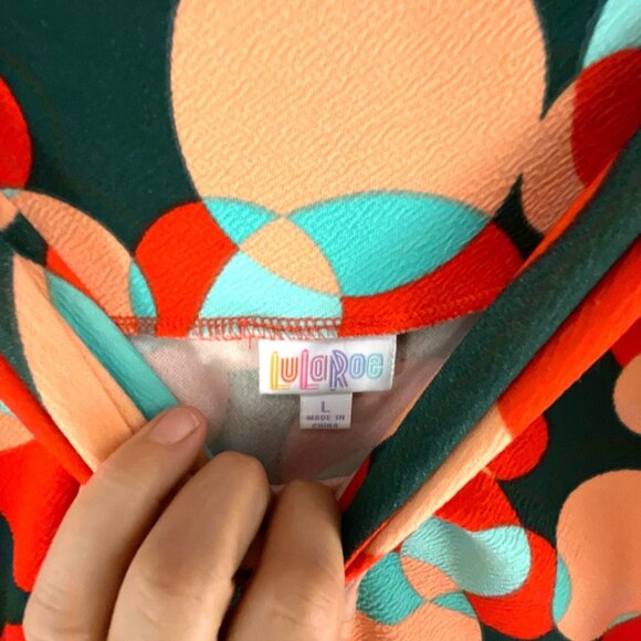 LuLaRoe Womens Cassie Pencil Circle Print Skirt L Stretch Colorful High Waisted - Picture 6 of 7